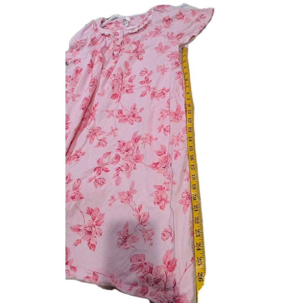 Aria Nightgown 100% Cotton Women's Scoop Neck Pockets Pink Cottage Core